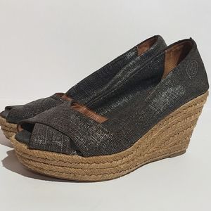 Tory burch filipa espadrille wedge sandals pewter